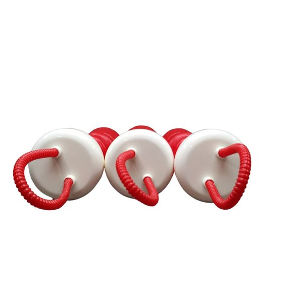 Vtg Christmas Santa Longnecker Cups Red with Straws Lids 13" Tall LOT OF 3 - Picture 5 of 12